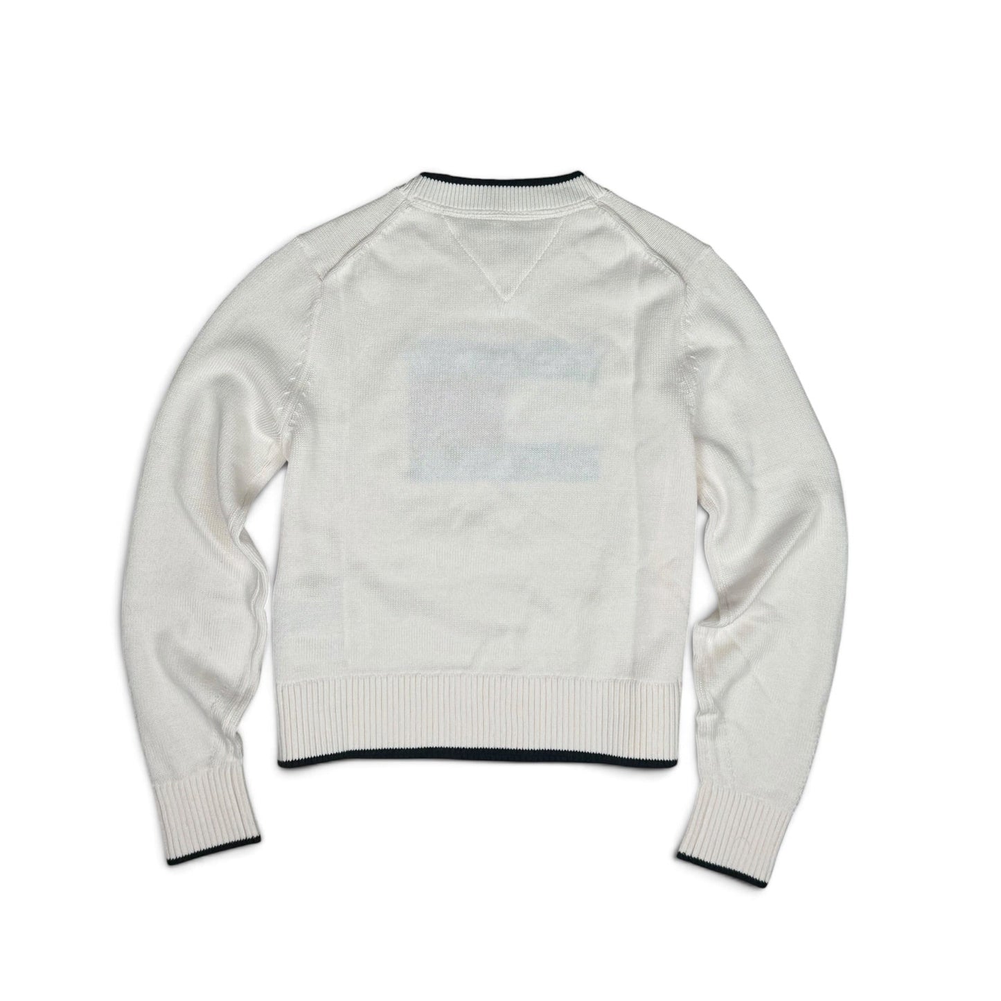 Tommy Jeans Pullover Intarsia Flag Badge Weiß Relaxed Fit