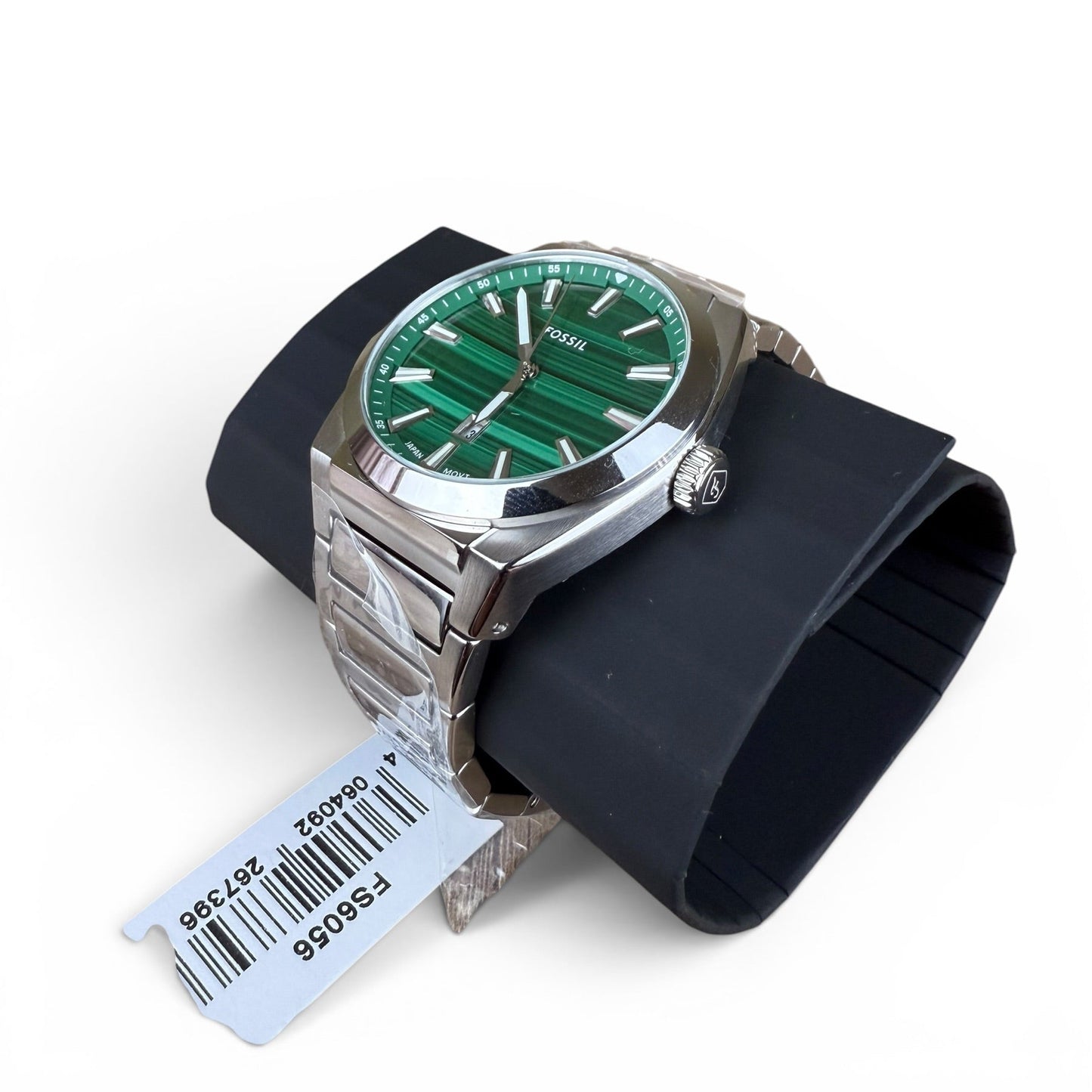 Fossil Everett FS6056 Uhr Herrenuhr 42mm Quarz Grün Silver Edelstahl