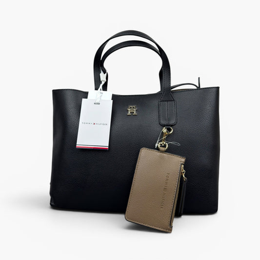 Tommy Hilfiger Handtasche Th Icon Mini Tote AW0AW18233 Schwarz